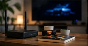 Illustration d'une interface de streaming IPTV affichée sur un grand écran
